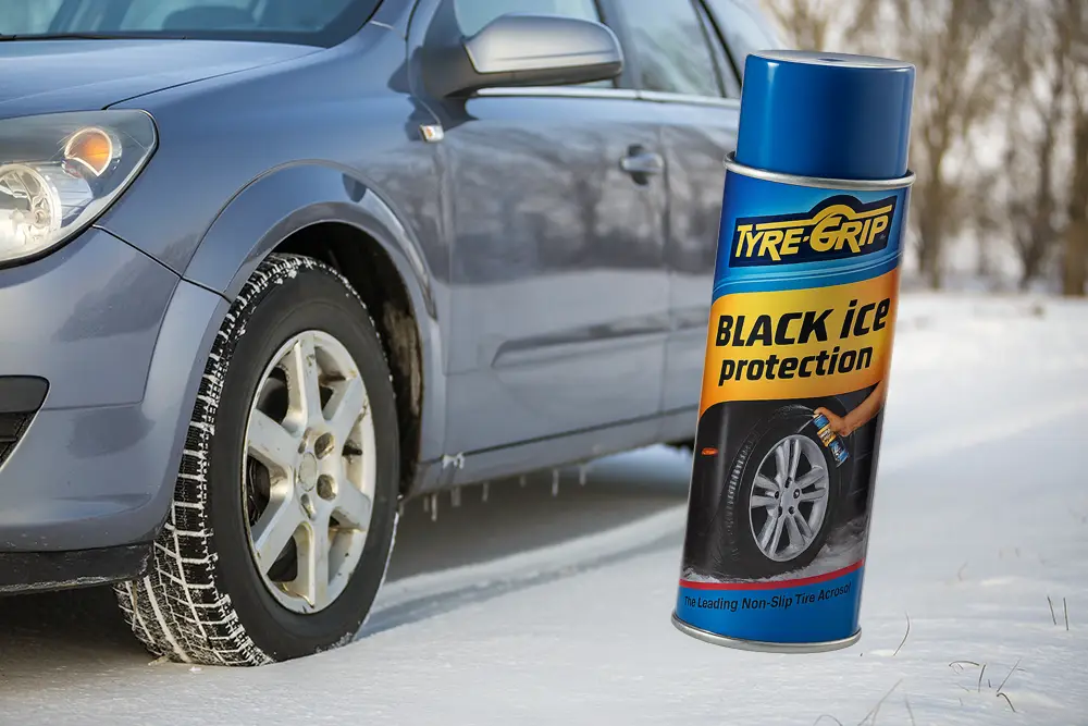 Tyre-Grip™ spray adhesive for safer driving in snow and rain